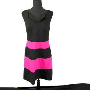 Black and Pink V- Neck Striped Dress INC International Concepts Size M